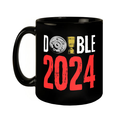 Leverkusen Double-Sieger Tasse in Schwarz mit Spruch Double 2024