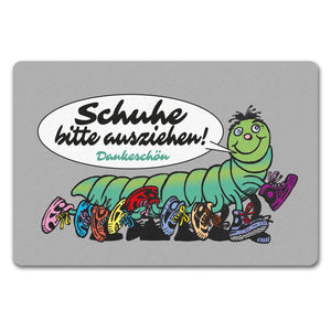 Tausendfüßler Fußmatte in 35x50 cm ohne Rand mit Spruch Schuhe bitte ausziehen - Dankeschön