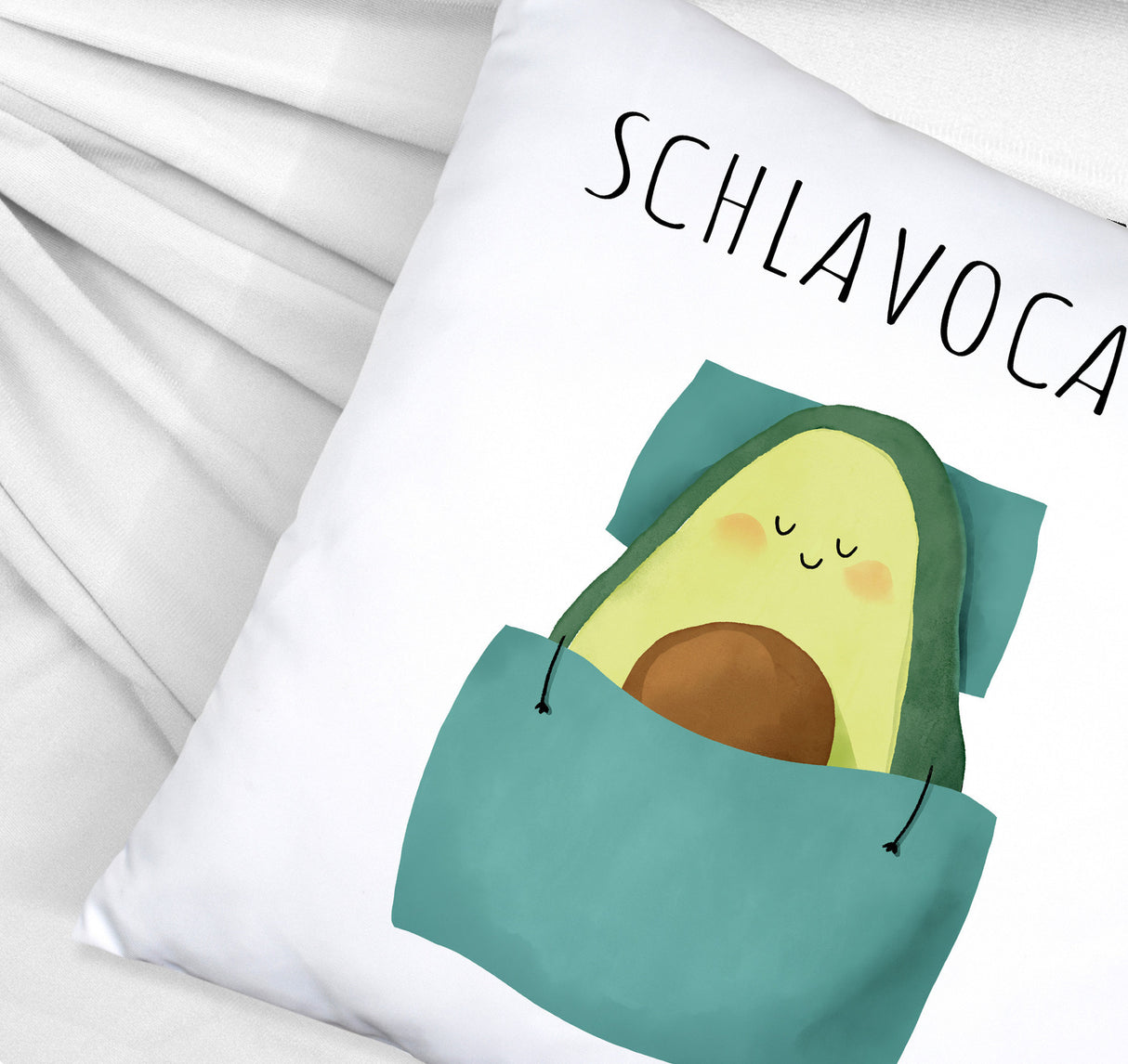 Schlafende Avocado Kissen mit Spruch Schlavocado