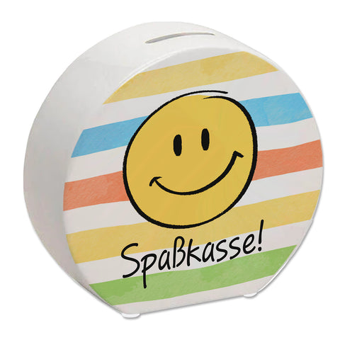 Emoticon Spardose mit Spruch Spaßkasse