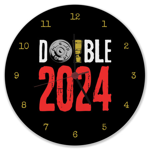 Leverkusen Double-Sieger Wanduhr mit Spruch Double 2024