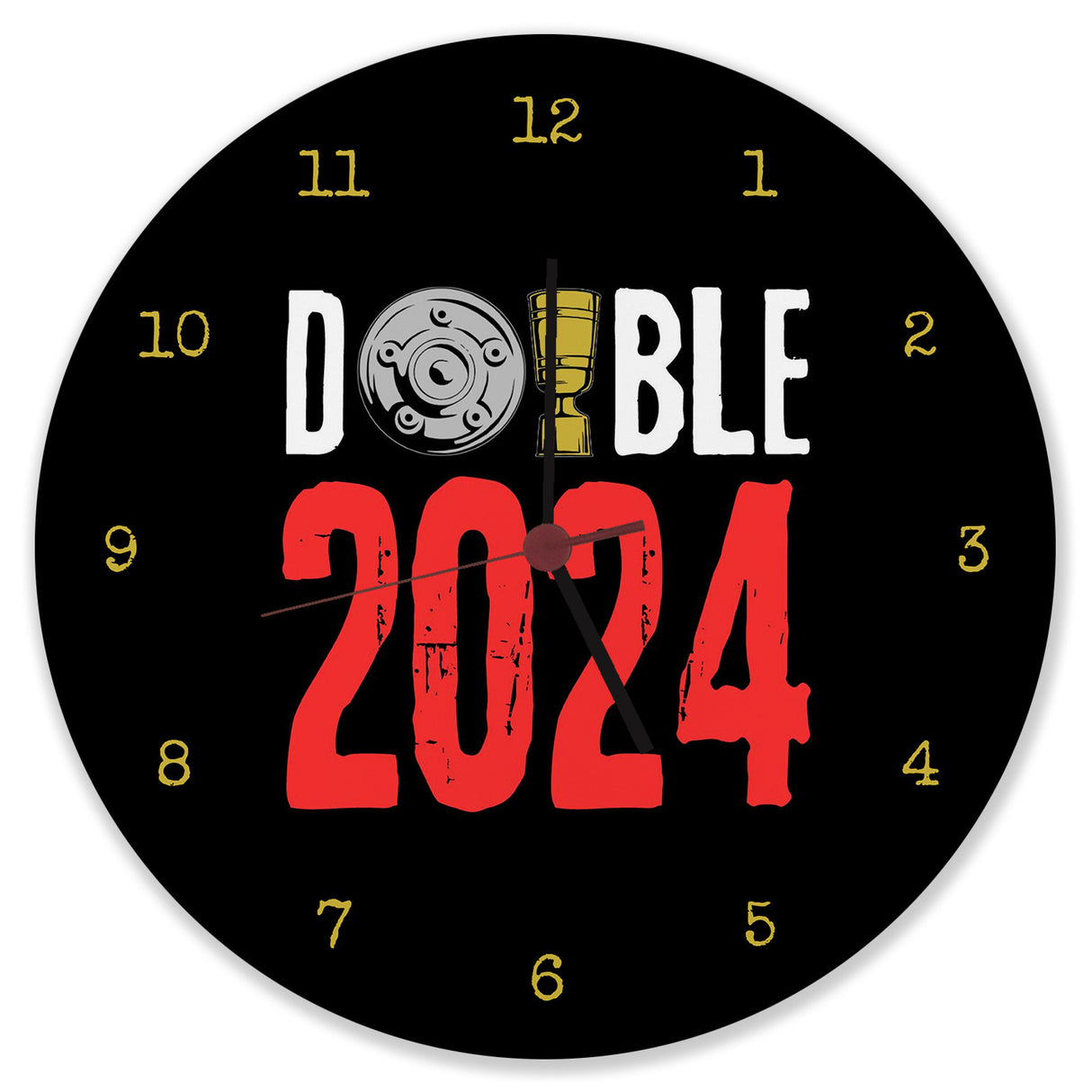 Leverkusen Double-Sieger Wanduhr mit Spruch Double 2024