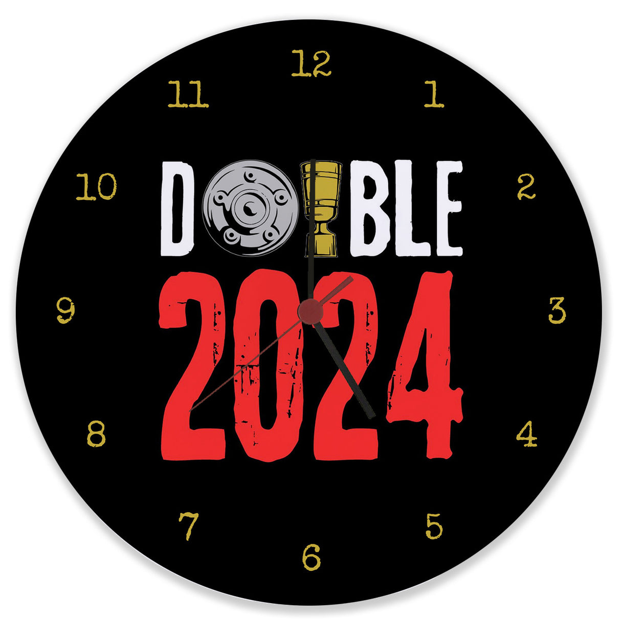 Leverkusen Double-Sieger Wanduhr mit Spruch Double 2024