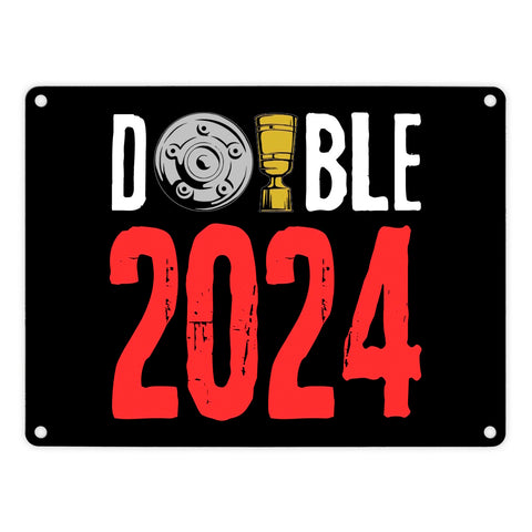 Leverkusen Double-Sieger Metallschild in 15x20 cm mit Spruch Double 2024