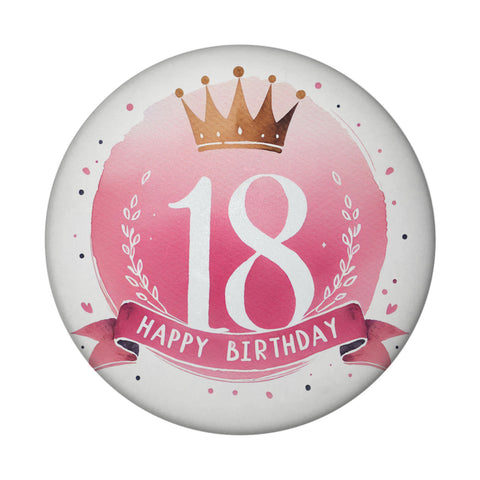 Happy Birthday 18 Krone Magnet rund