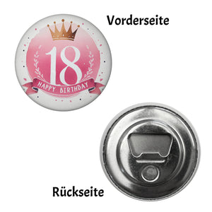 Happy Birthday 18 Krone Magnet rund