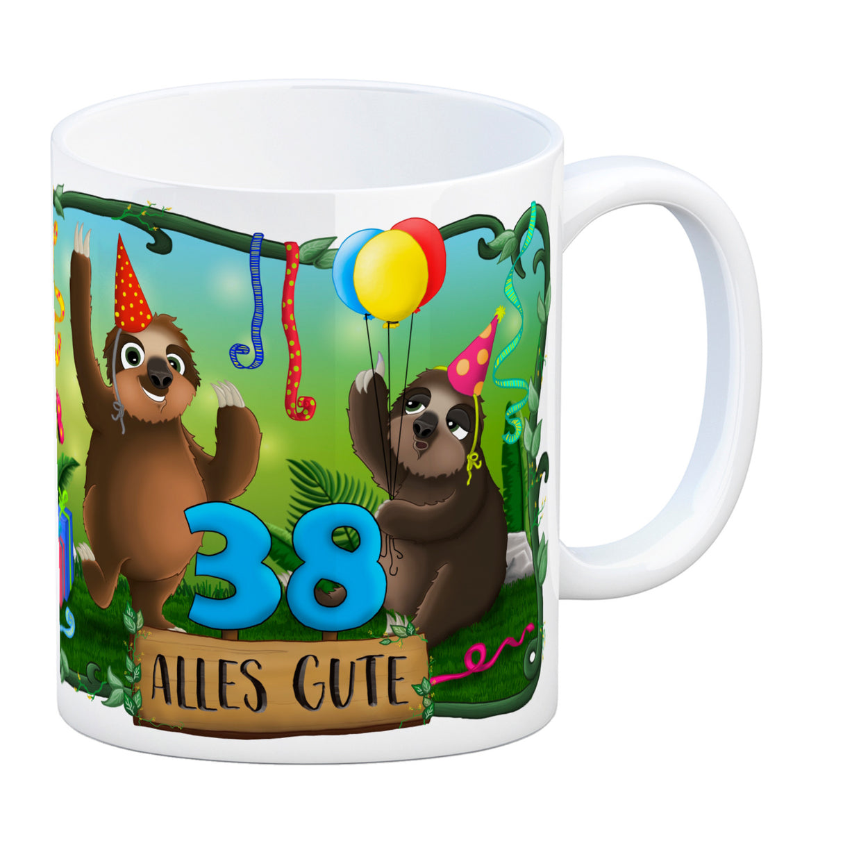 Faultier Kaffeebecher zum 38.Geburtstag