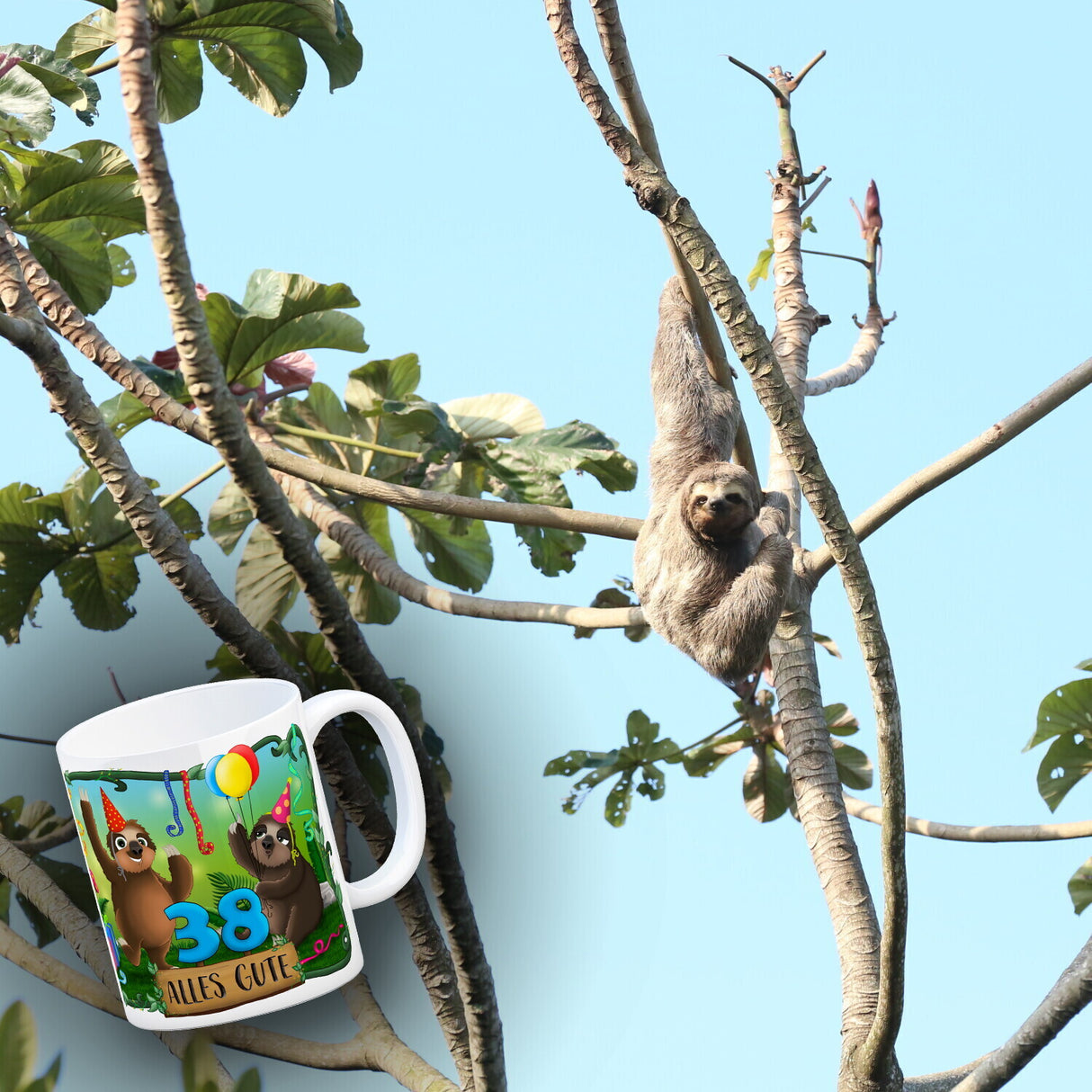 Faultier Kaffeebecher zum 38.Geburtstag
