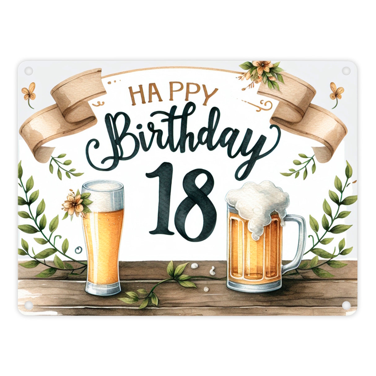 Happy Birthday 18 Bier Metallschild in 15x20 cm