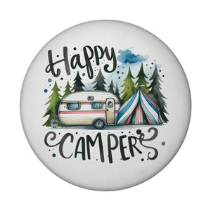 Happy Campers Wohnwagen Magnet rund