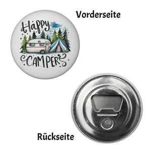 Happy Campers Wohnwagen Magnet rund