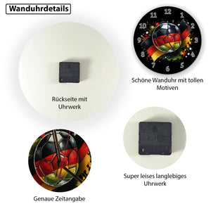 Fußball Deutschland Flagge Wanduhr