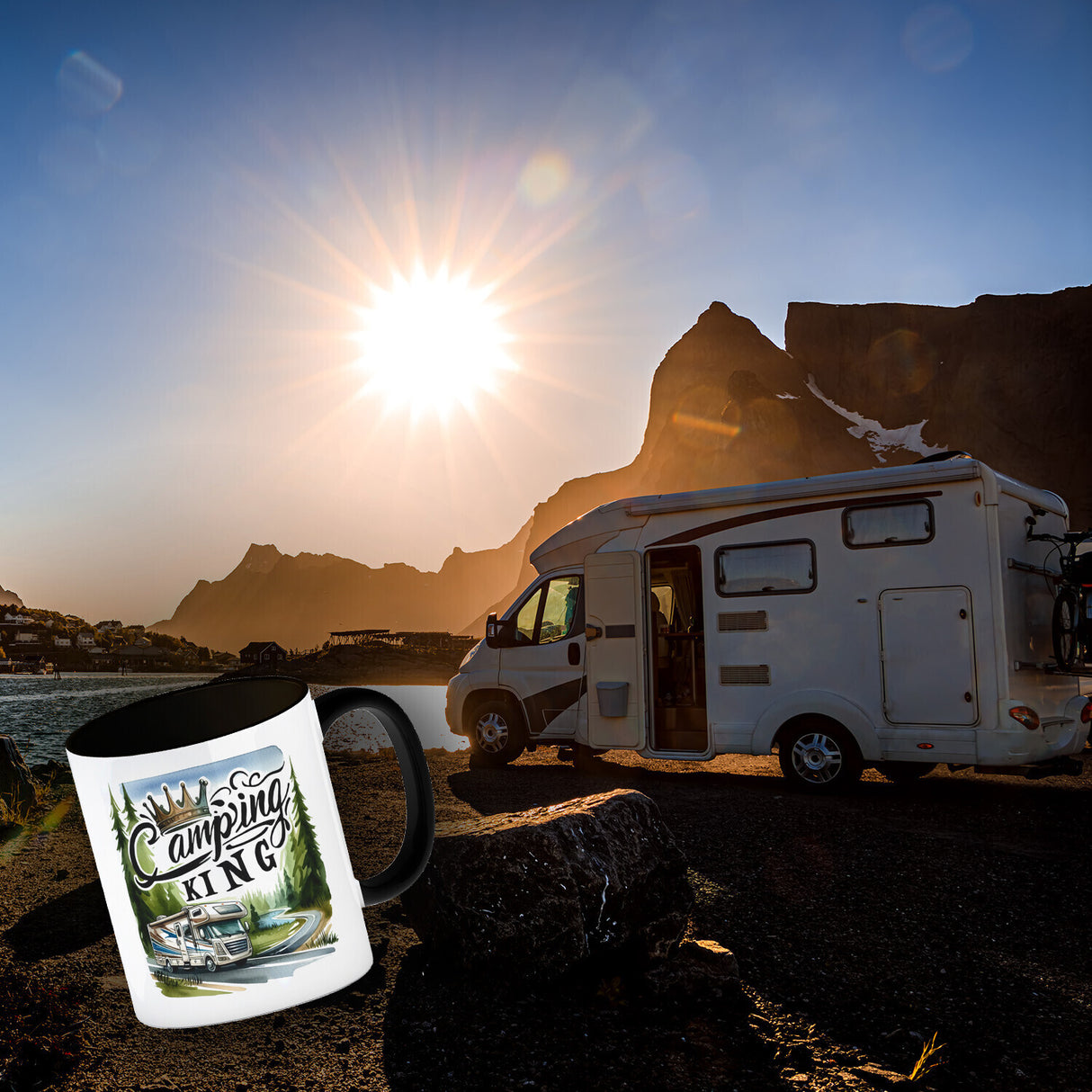 Camping King mit Wohnmobil Kaffeebecher