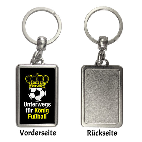 Fußball mit Krone Schlüsselanhänger mit Spruch Unterwegs für König Fussball