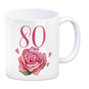 80. Geburtstag Rose Kaffeebecher