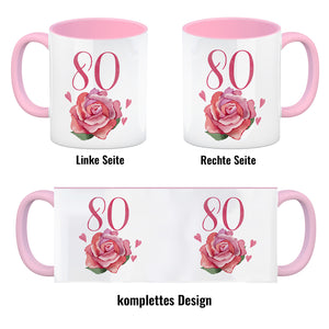 80. Geburtstag Rose Kaffeebecher