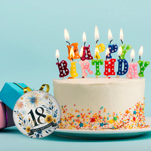 18. Geburtstag Magnet rund mit Spruch Happy Birthday 18