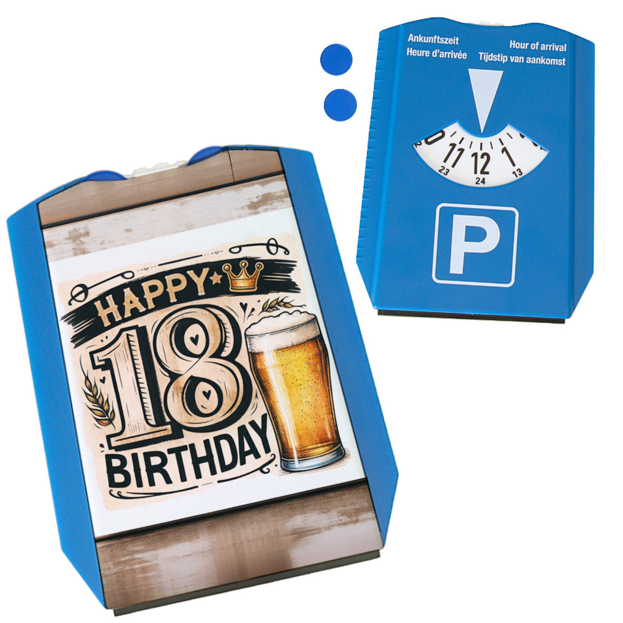 18. Geburtstag Bier Parkscheibe mit Spruch Happy Birthday 18