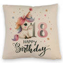 18. Geburtstag mit niedlichem Pferd Kissen mit Spruch Happy Birthday 18