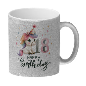18. Geburtstag mit niedlichem Pferd Kaffeebecher mit Spruch Happy Birthday 18
