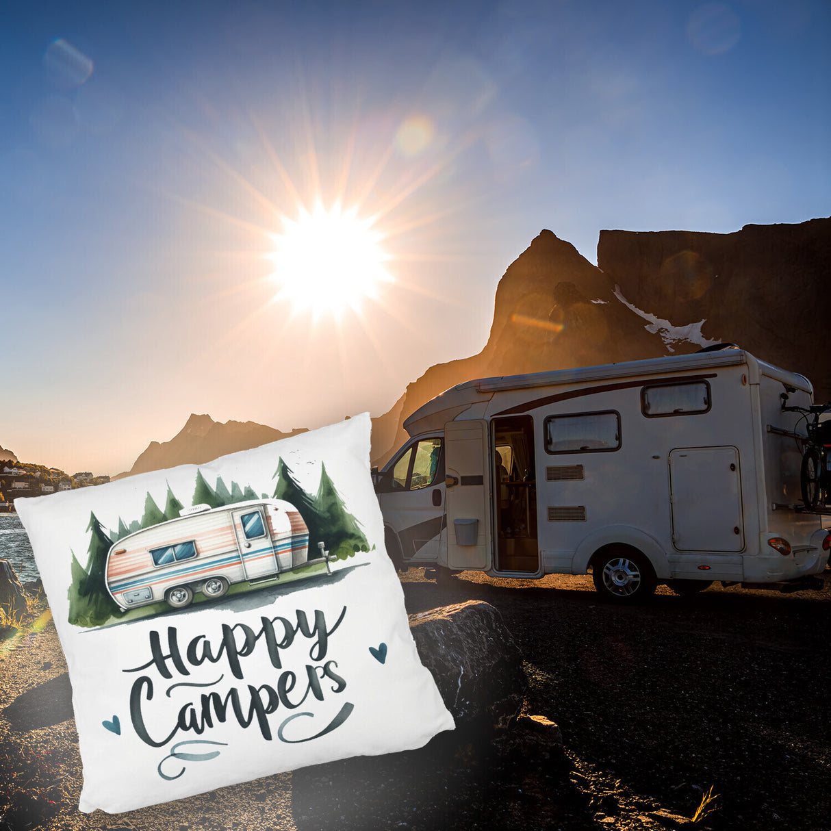 Happy Campers Wohnwagen Kissen