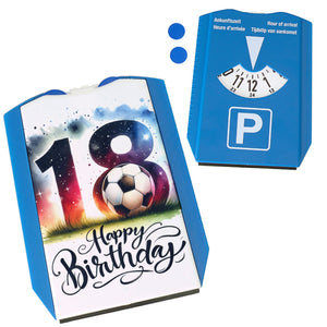 18. Geburtstag Fußball Parkscheibe mit Spruch Happy Birthday 18