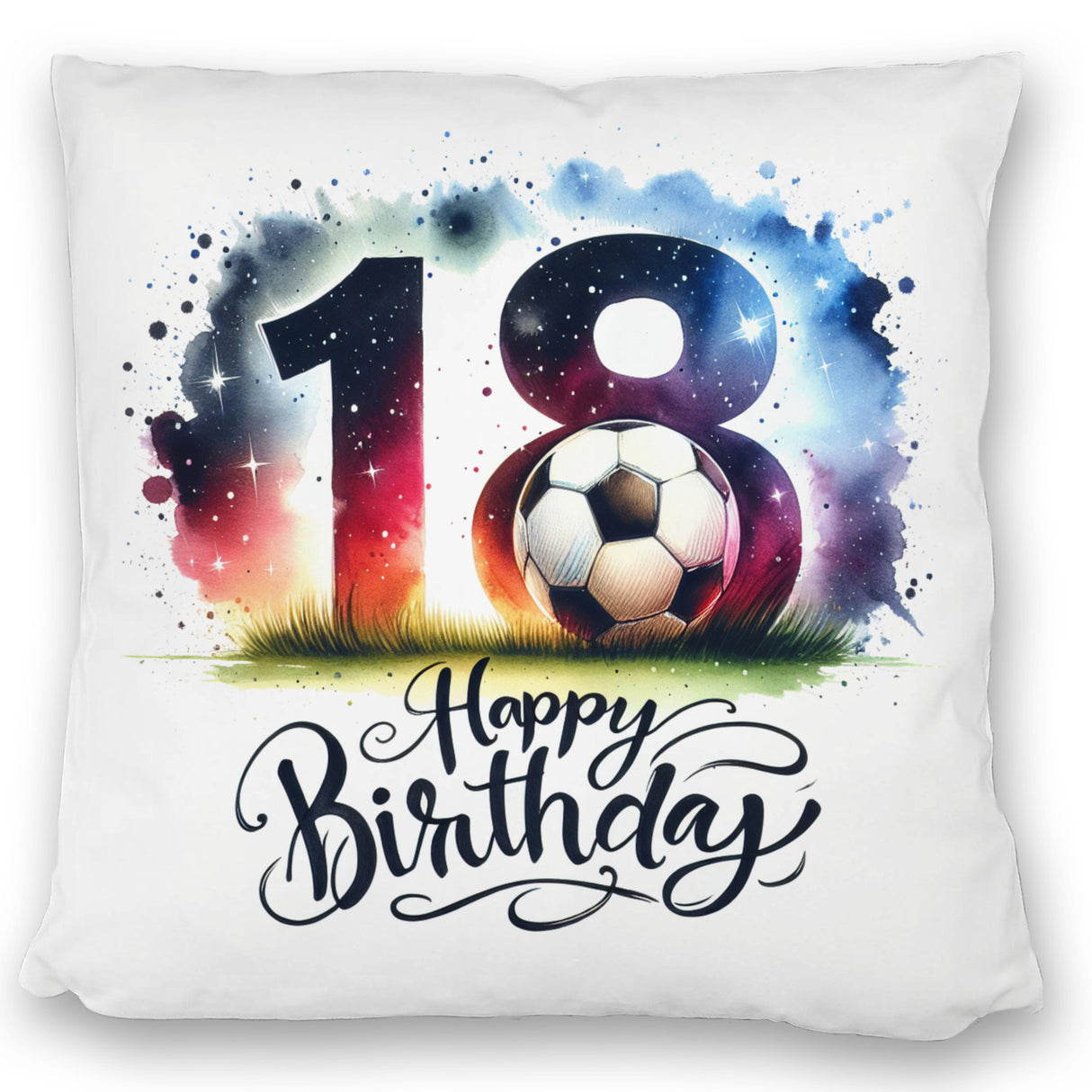 18. Geburtstag Fußball Kissen mit Spruch Happy Birthday 18