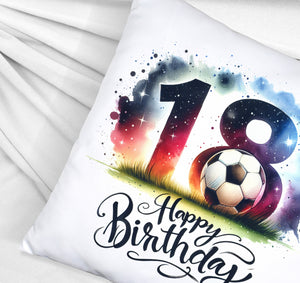 18. Geburtstag Fußball Kissen mit Spruch Happy Birthday 18