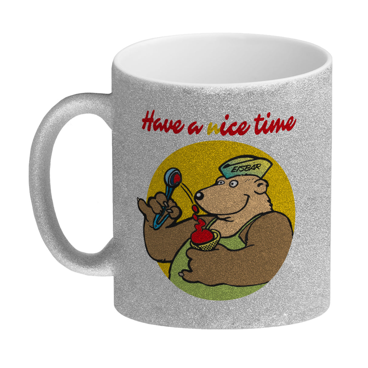 Eisbär mit Waffeleis Kaffeebecher mit Spruch Have a nice time