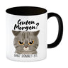 Morgenmuffel Katze Kaffeebecher mit Spruch Guten Morgen - Ganz dünnes Eis