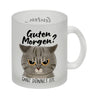 Morgenmuffel Katze Kaffeebecher mit Spruch Guten Morgen - Ganz dünnes Eis