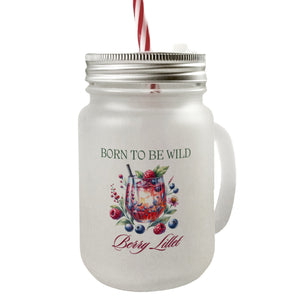 Wild Berry Lillet Trinkglas mit Bambusdeckel mit Spruch Born to be wild Berry Lillet