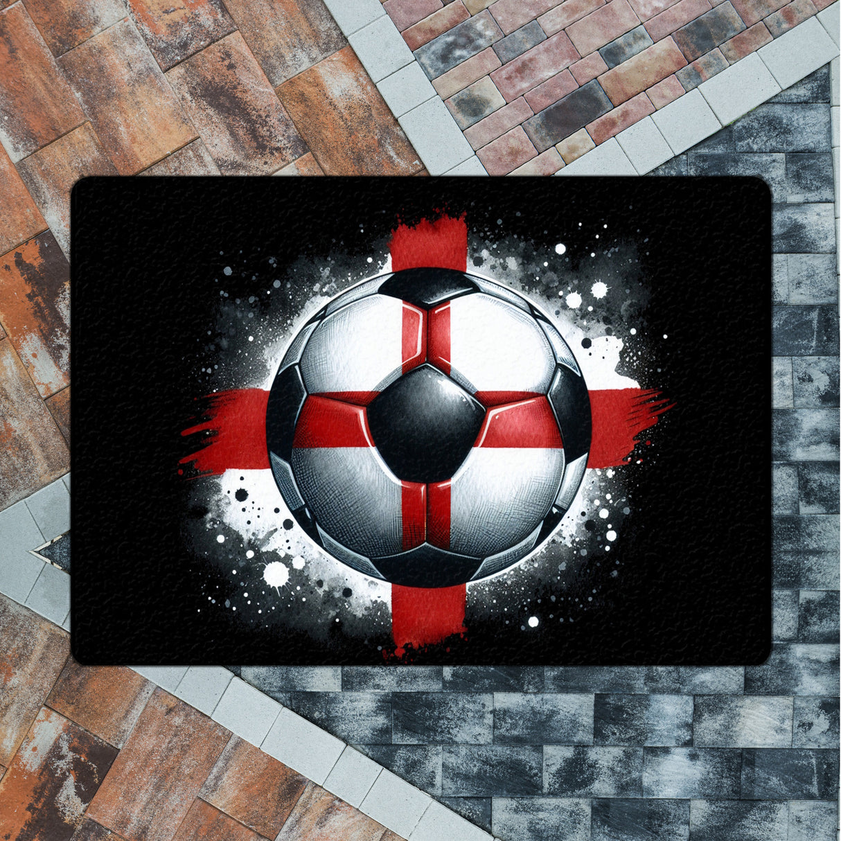 Fußball Englische Flagge Fußmatte in 35x50 cm ohne Rand