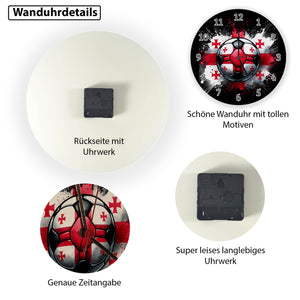 Fußball Georgien Flagge Wanduhr