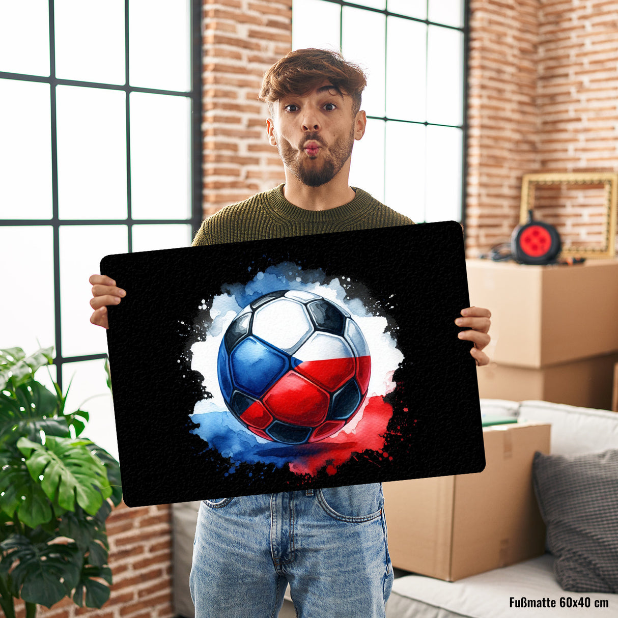 Fußball Tschechien Flagge Fußmatte in 35x50 cm ohne Rand