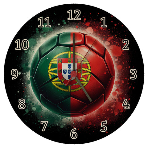Fußball Portugal Flagge Wanduhr