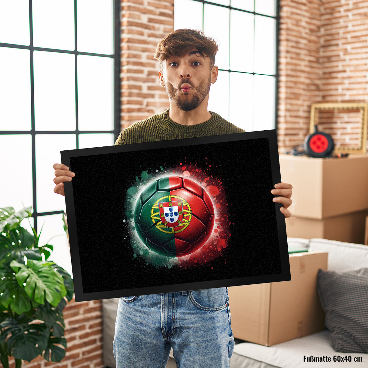 Fußball Portugal Flagge Fußmatte in 35x50 cm