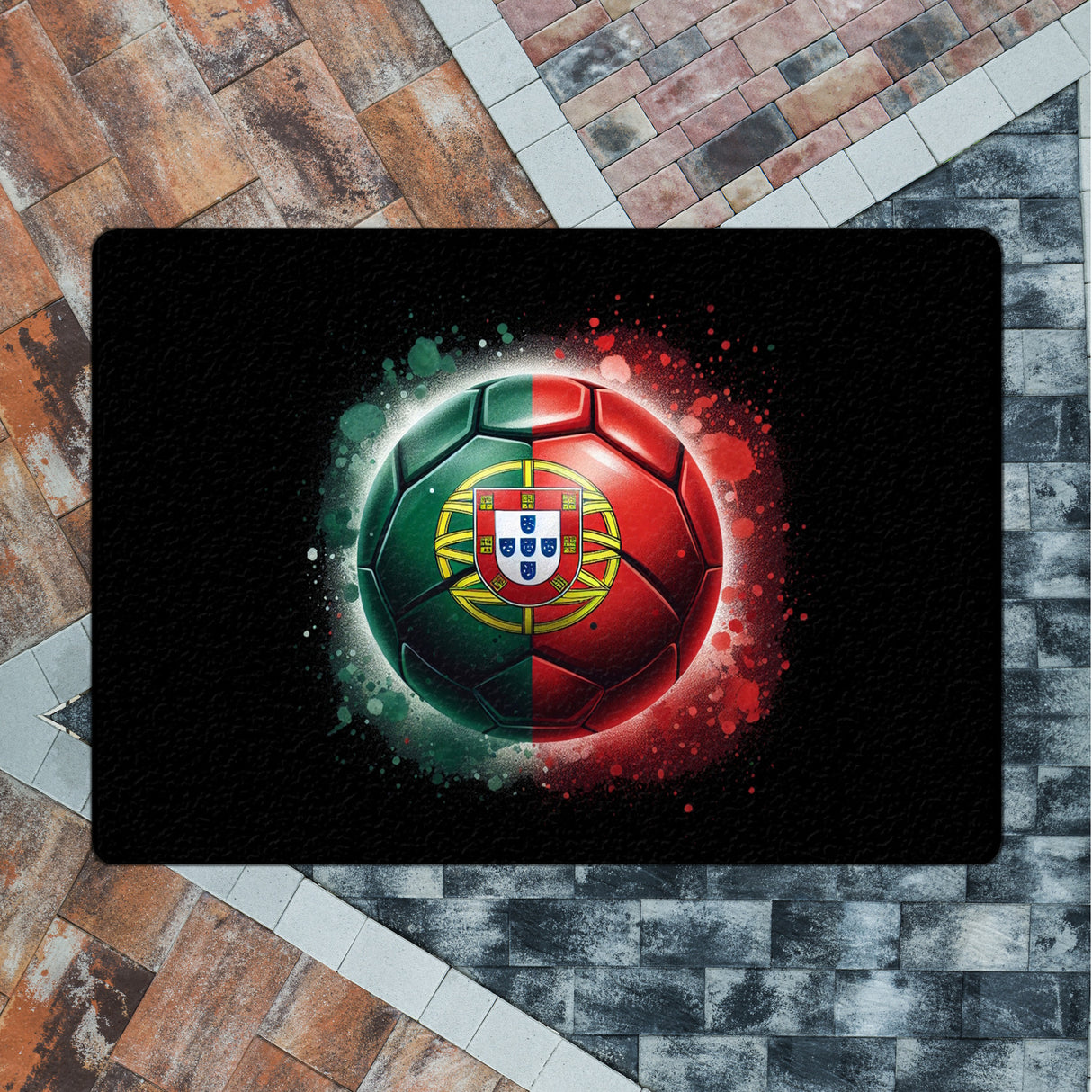 Fußball Portugal Flagge Fußmatte in 35x50 cm ohne Rand