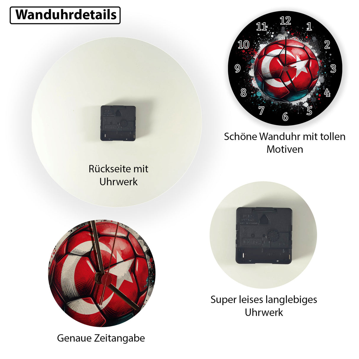 Fußball Türkei Flagge Wanduhr