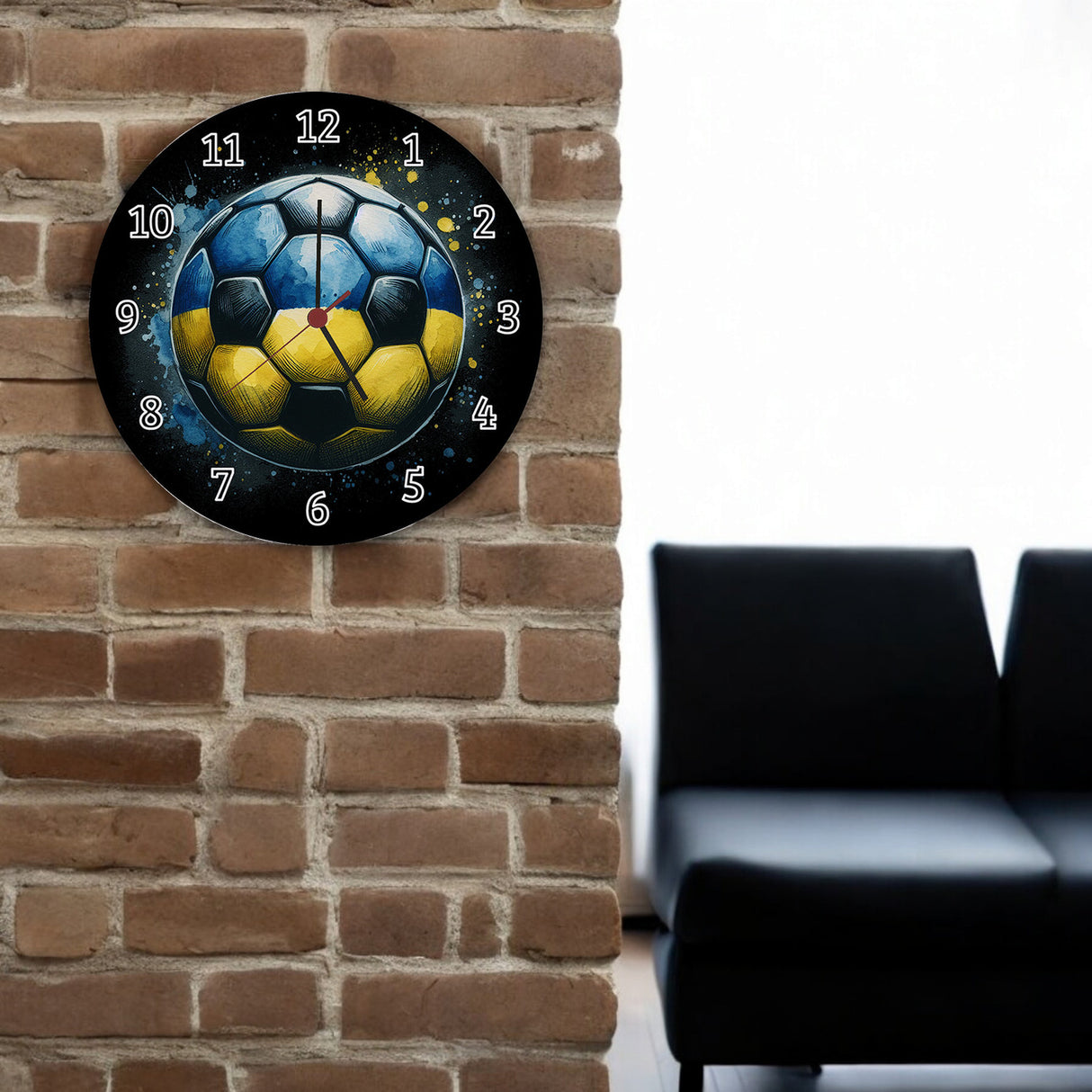 Fußball Ukraine Flagge Wanduhr