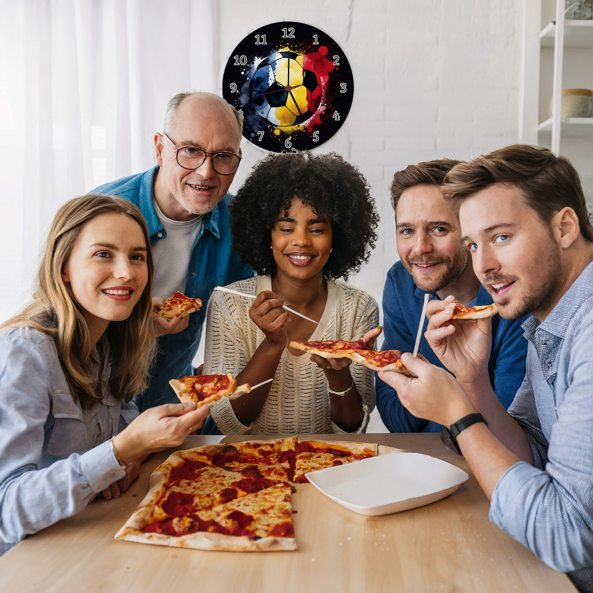 Fußball Rumänien Flagge Wanduhr