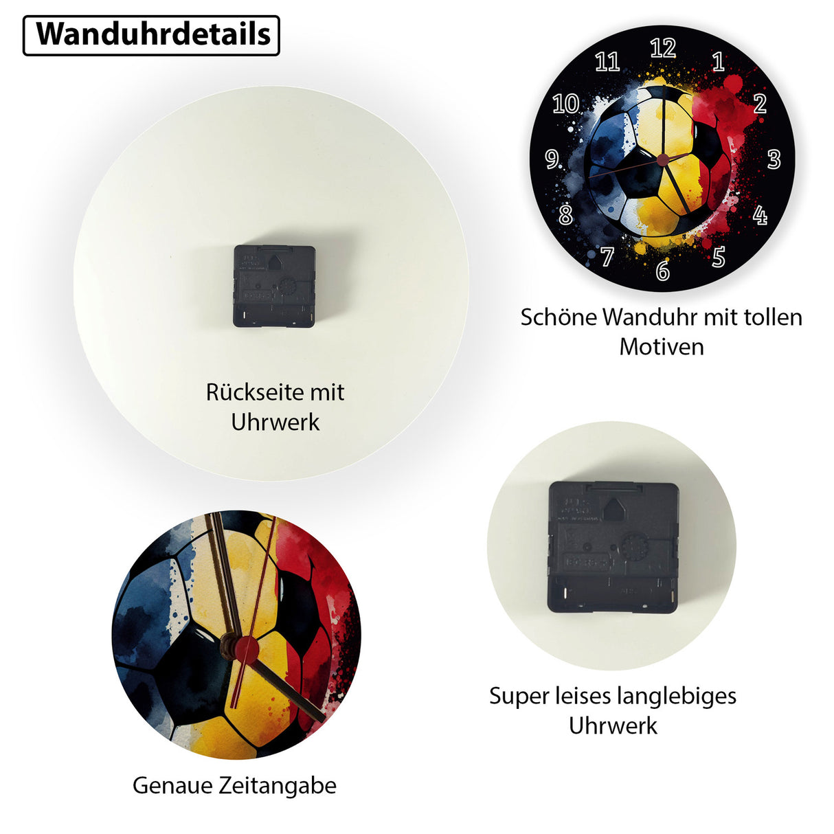 Fußball Rumänien Flagge Wanduhr