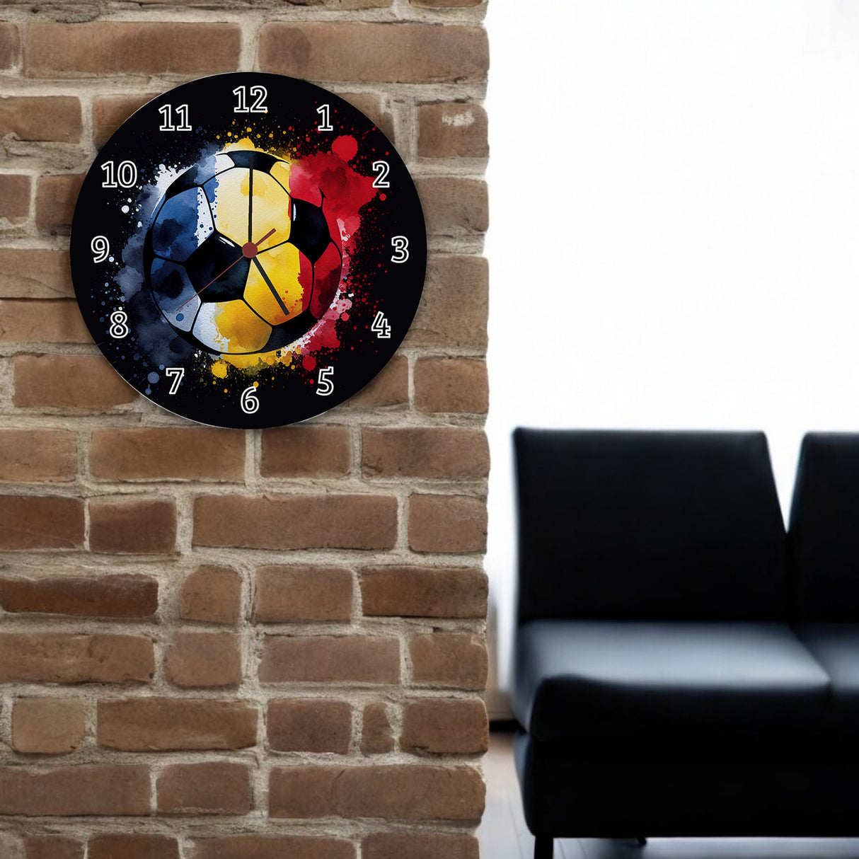 Fußball Rumänien Flagge Wanduhr