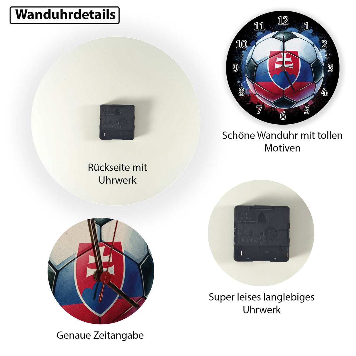 Fußball Slowakei Flagge Wanduhr