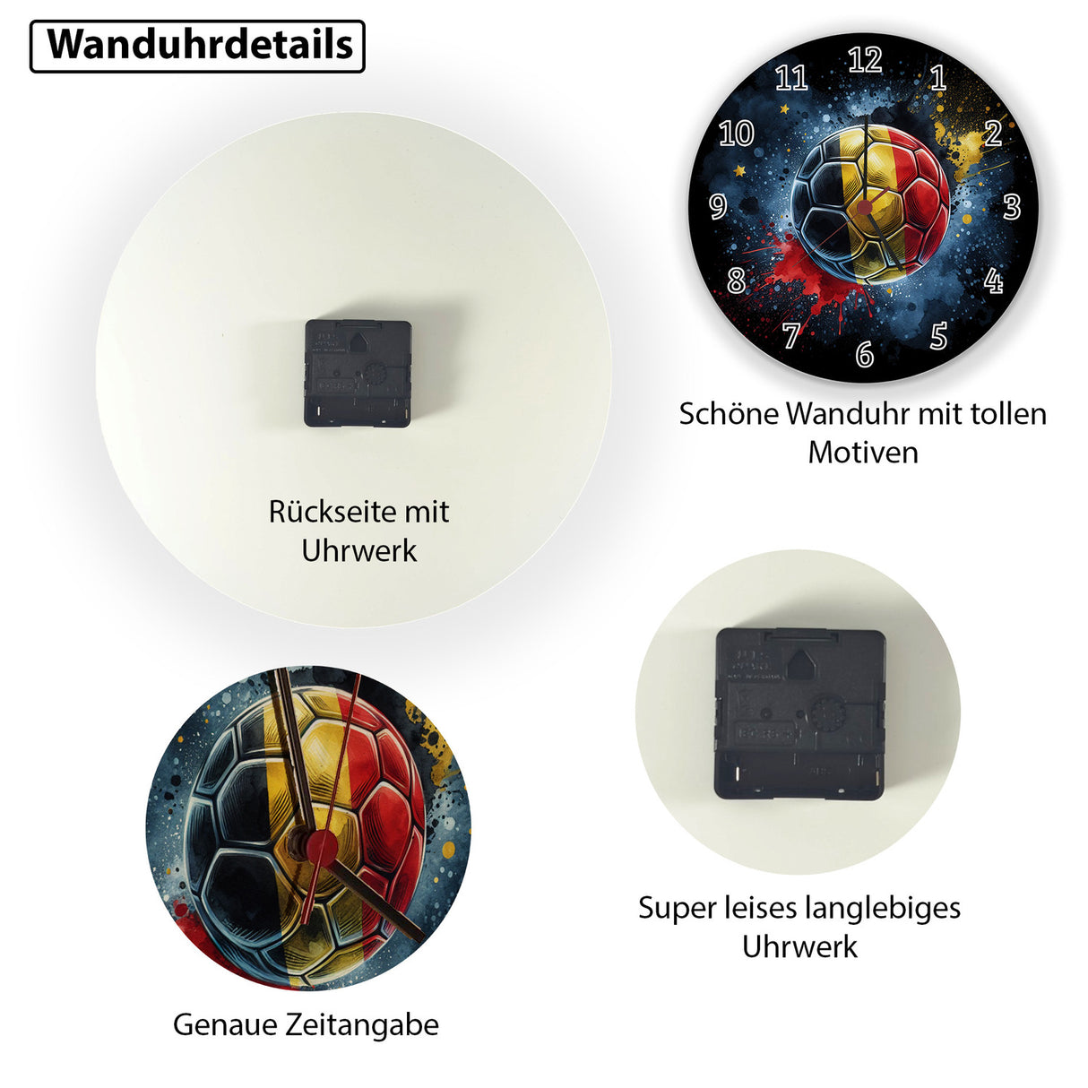 Fußball Belgien Flagge Wanduhr