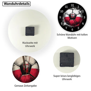 Fußball Polen Flagge Wanduhr