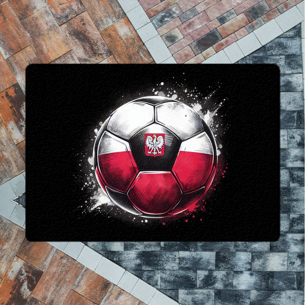 Fußball Polen Flagge Fußmatte in 35x50 cm ohne Rand