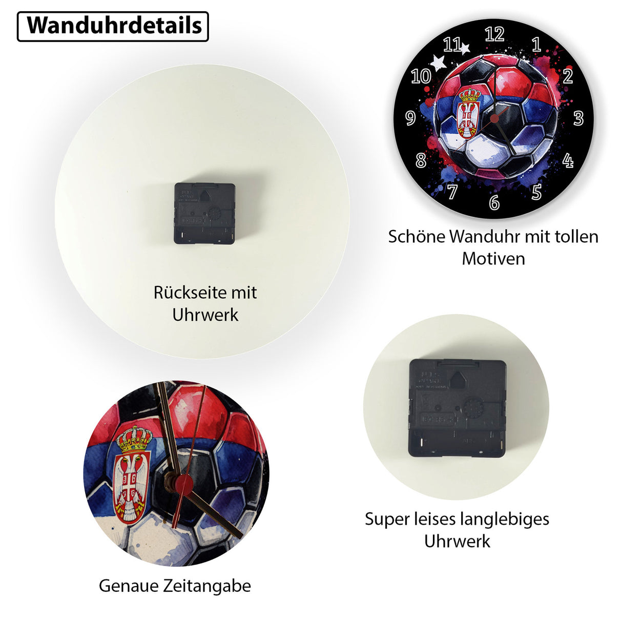 Fußball Serbien Flagge Wanduhr