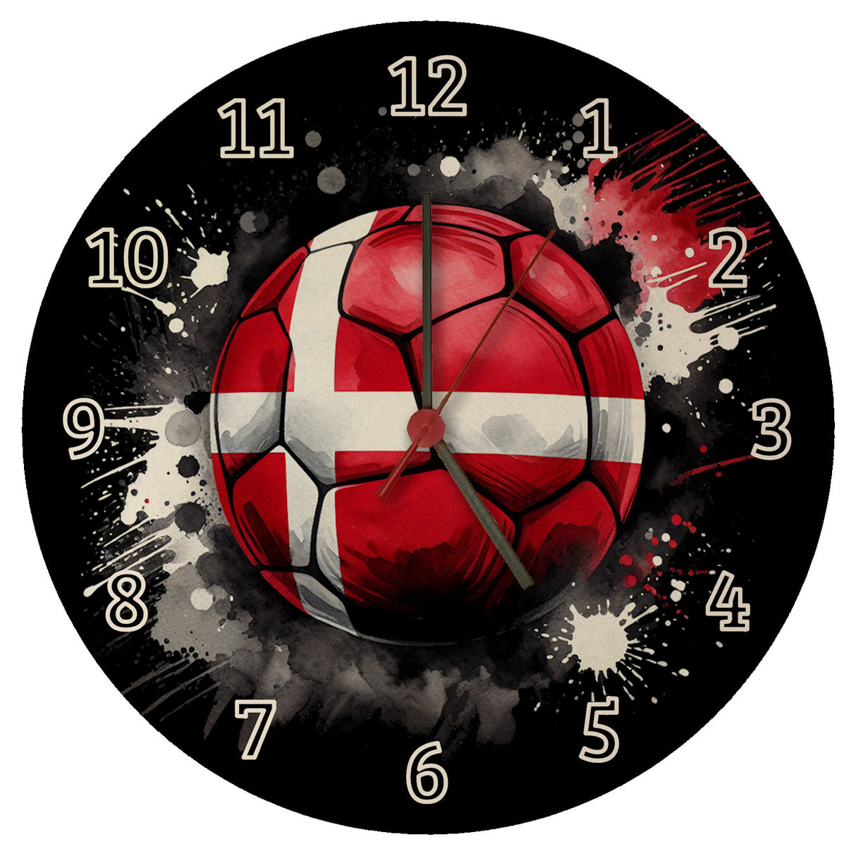 Fußball Dänemark Flagge Wanduhr