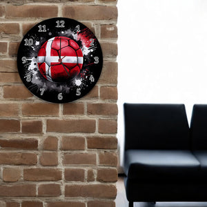 Fußball Dänemark Flagge Wanduhr